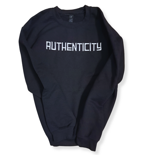 Embroidered "Authenticity" crew neck. (Black)