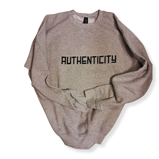Embroidered "Authenticity" crew neck (Gray)