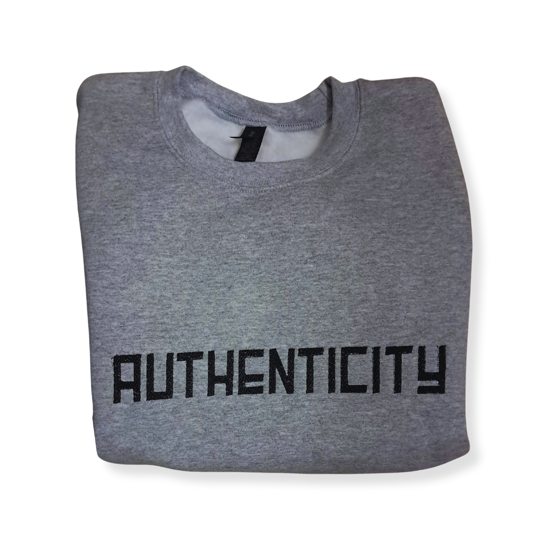 Embroidered "Authenticity" crew neck (Gray)