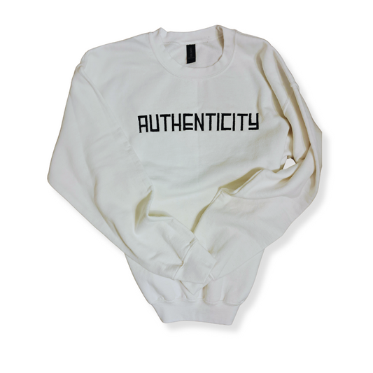 Embroidered "Authenticity" Crew neck (white)